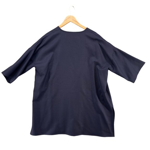 Chic Navy Women's wool open front jacket - Picture 4 of 12